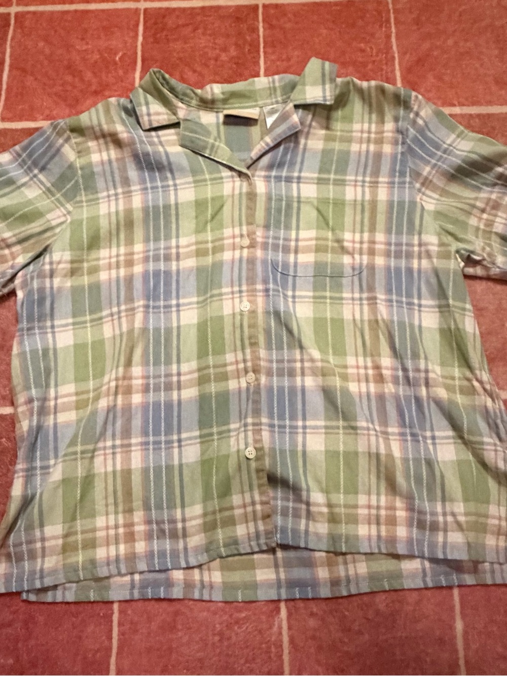Alfred Dunner Green & Blue Plaid Button-Up Blouse